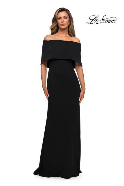 Picture of: Off the Shoulder Jersey Gown with Column Skirt in Black, Style: 28209, Main Picture