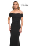 Picture of: Beaded Long Jersey Off the Shoulder Gown in Black, Style: 30117, Main Picture