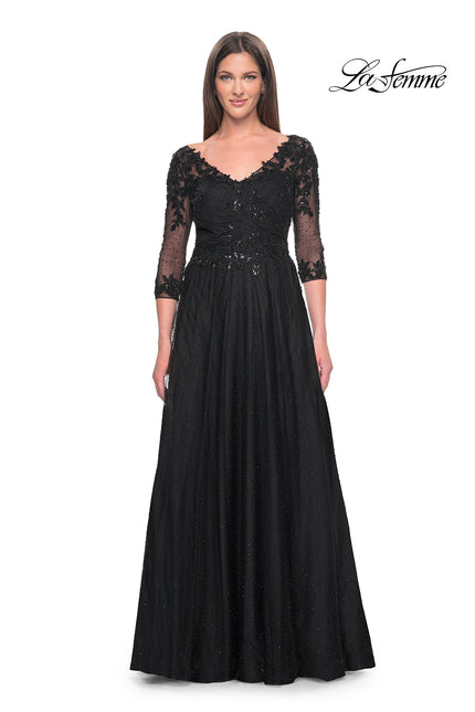 Picture of: Black Evening Dress with Rhinestones and Lace in Black, Style: 31776, Main Picture