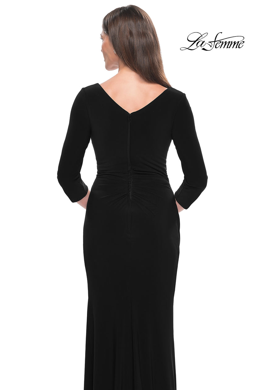 Picture of: Long Evening Dress with Wrap Style Neckline in Black, Style: 31020, Detail Picture 10