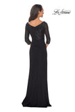 Picture of: Floor Length Dress with Sequin Bodice and Ruching in Black, Style: 24858, Back Picture