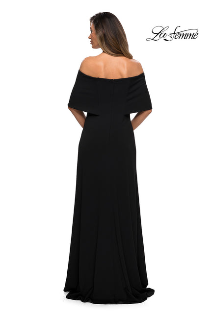 Picture of: Off the Shoulder Jersey Gown with Column Skirt in Black, Style: 28209, Back Picture