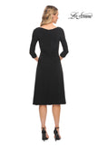 Picture of: Chic Tea Length Jersey Dress with Ruching in Black, Style: 30069, Back Picture