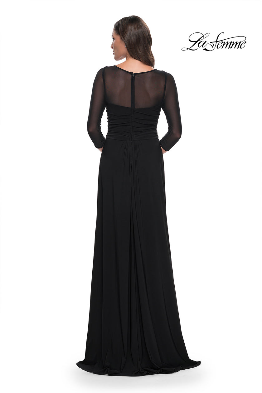 Picture of: Chic Black Evening Dress with Illusion Neckline and Sleeves in Black, Style: 30230, Back Picture