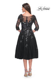 Picture of: Unique Lace and Tulle Knee Length Dress with Sleeves in Black, Style: 31017, Back Picture