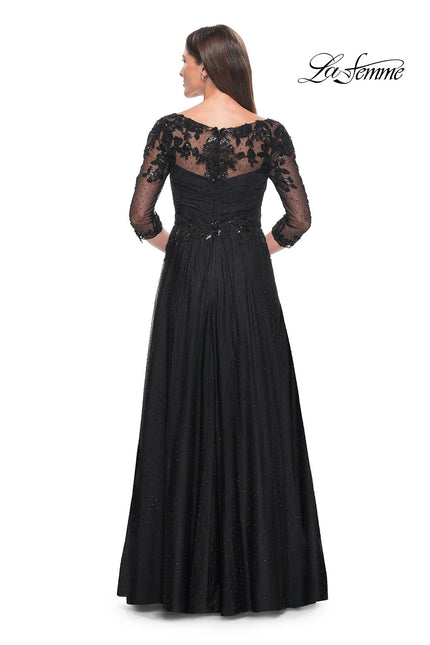 Picture of: Black Evening Dress with Rhinestones and Lace in Black, Style: 31776, Back Picture