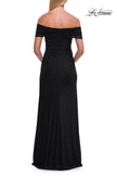 Picture of: Off-the-Shoulder Ruched Jersey Gown in Black, Style: 33273, Back Picture