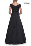 Picture of: Off-the-Shoulder Stretch Taffeta A-Line Gown in Black, Style: 33446, Detail Picture 18