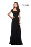 Picture of: Short Sleeve Long Gown with Beaded Bodice in Black, Style: 26512, Detail Picture 1