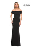 Picture of: Beaded Long Jersey Off the Shoulder Gown in Black, Style: 30117, Detail Picture 1