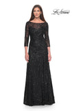 Picture of: Beautiful Beaded Long Dress with Illusion Sleeves in Black, Style: 31690, Detail Picture 1