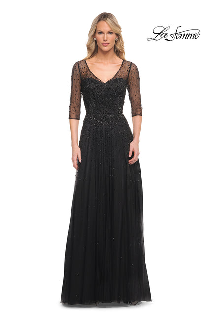 Picture of: Tulle A-line Evening Dress with Beading in Black, Style: 24894, Detail Picture 2