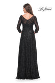 Picture of: Beautiful Beaded Long Dress with Illusion Sleeves in Black, Style: 31690, Detail Picture 2