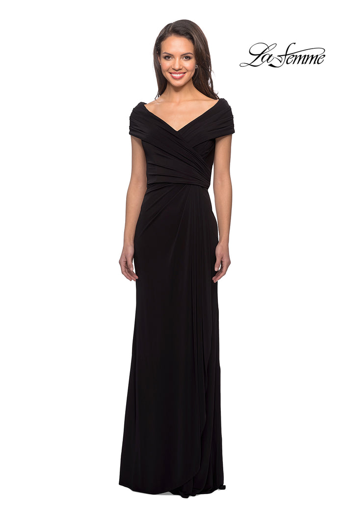 Picture of: Ruched Jersey Long Gown with V Neckline, Style: 26519, Detail Picture 3