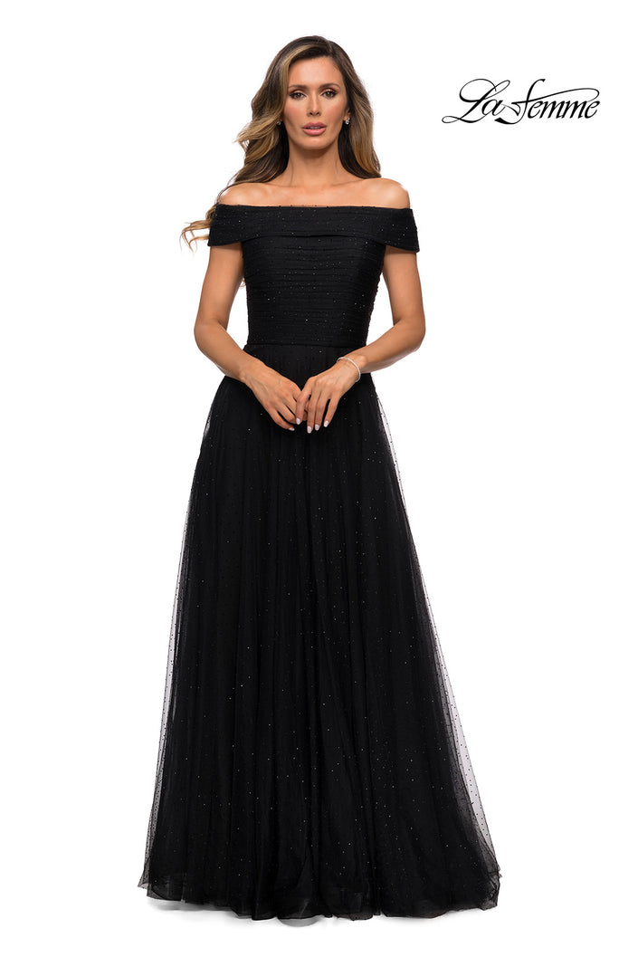 Picture of: Tulle Off the Shoudler A-line Dress with Rhinestones, Style: 28051, Detail Picture 3