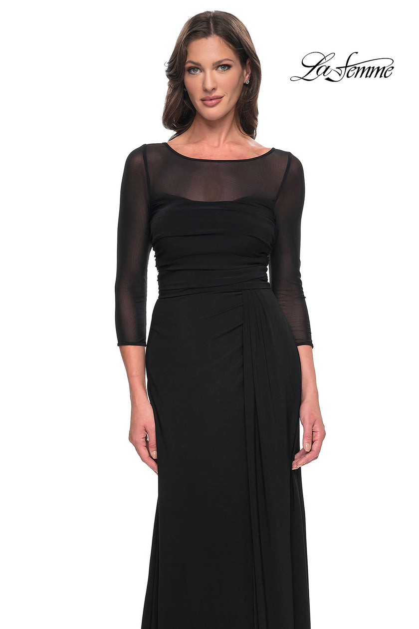 Picture of: Chic Black Evening Dress with Illusion Neckline and Sleeves in Black, Style: 30230, Detail Picture 3