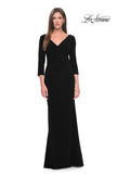 Picture of: Long Evening Dress with Wrap Style Neckline in Black, Style: 31020, Detail Picture 3
