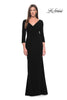Picture of: Long Evening Dress with Wrap Style Neckline in Black, Style: 31020, Detail Picture 3