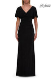Picture of: Flutter Sleeve Rhinestone Embellished Evening Dress in Black, Style: 32495, Detail Picture 3