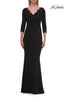 Picture of: V-Neck Lace Trim Gown with Three-Quarter Sleeves in Black, Style: 33658, Detail Picture 3