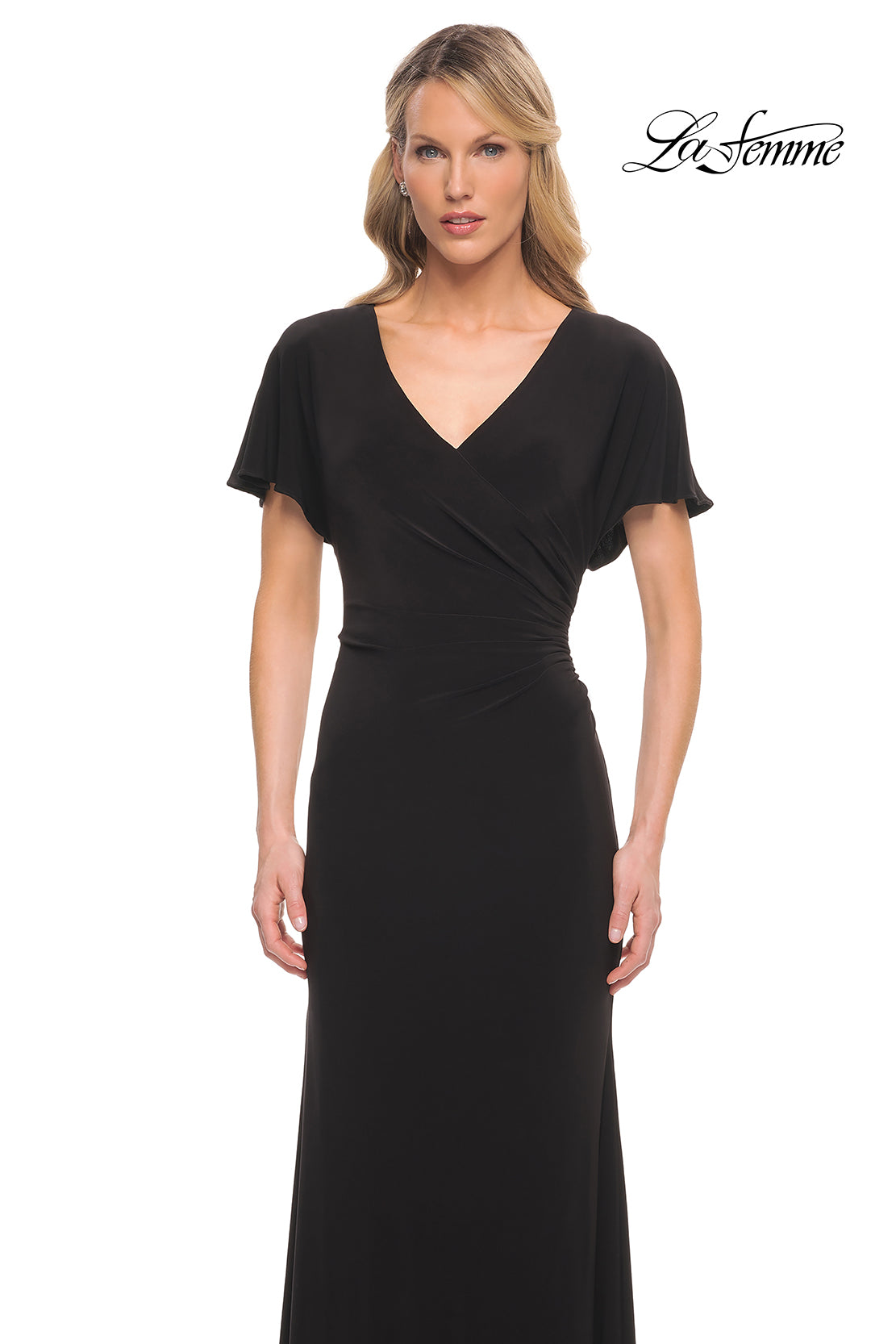 Picture of: Chic Jersey Dress with V Neck and Loose Sleeves in Black, Style: 29997, Detail Picture 4