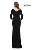 Picture of: Long Evening Dress with Wrap Style Neckline in Black, Style: 31020, Detail Picture 4