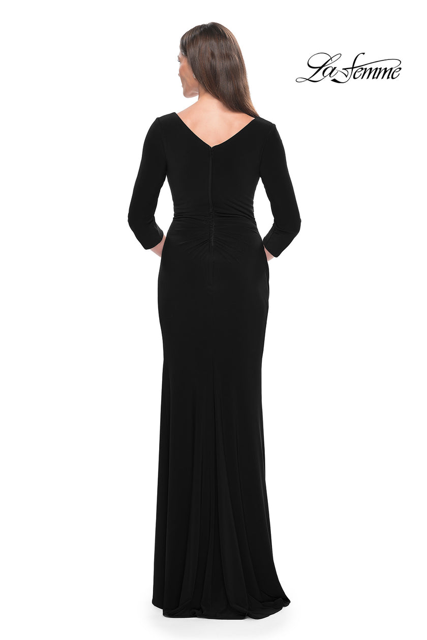 Picture of: Long Evening Dress with Wrap Style Neckline in Black, Style: 31020, Detail Picture 4