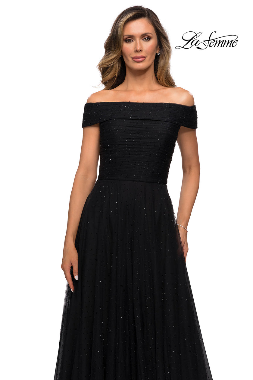 Picture of: Tulle Off the Shoudler A-line Dress with Rhinestones, Style: 28051, Detail Picture 5