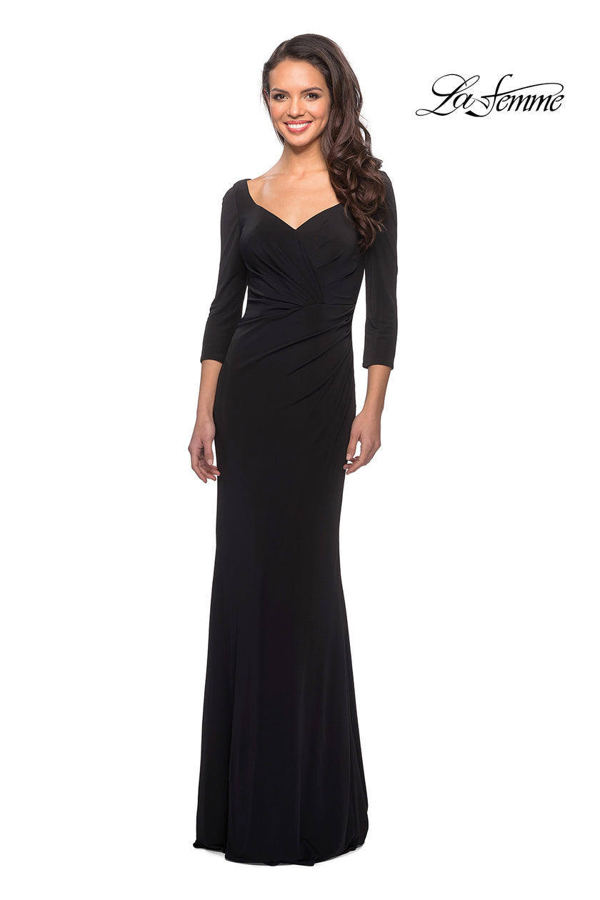 Picture of: 3/4 Sleeve Long Jersey Dress with Sweetheart Neckline, Style: 26955, Detail Picture 7