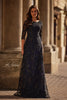 Picture of: Mother of the Bride Dress with Full Skirt and Illusion Neckline in Black Navy, Style: 30825, Main Picture