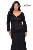 Picture of: Black Lace Curvy Prom Dress with Long Sleeves in Black, Style: 29017, Main Picture
