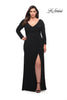 Picture of: Long Sleeve Jersey Plus Dress with Slit in Black, Style: 30071, Main Picture