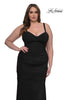 Picture of: Corset Net Jersey Plus Size Dress with V Neck in Black, Style: 32402, Main Picture