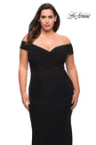Picture of: Long Net Jersey Plus Dress with Bodice Design in Black, Style: 29635, Detail Picture 12