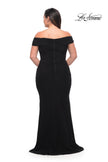 Picture of: Long Net Jersey Plus Dress with Bodice Design in Black, Style: 29635, Detail Picture 13