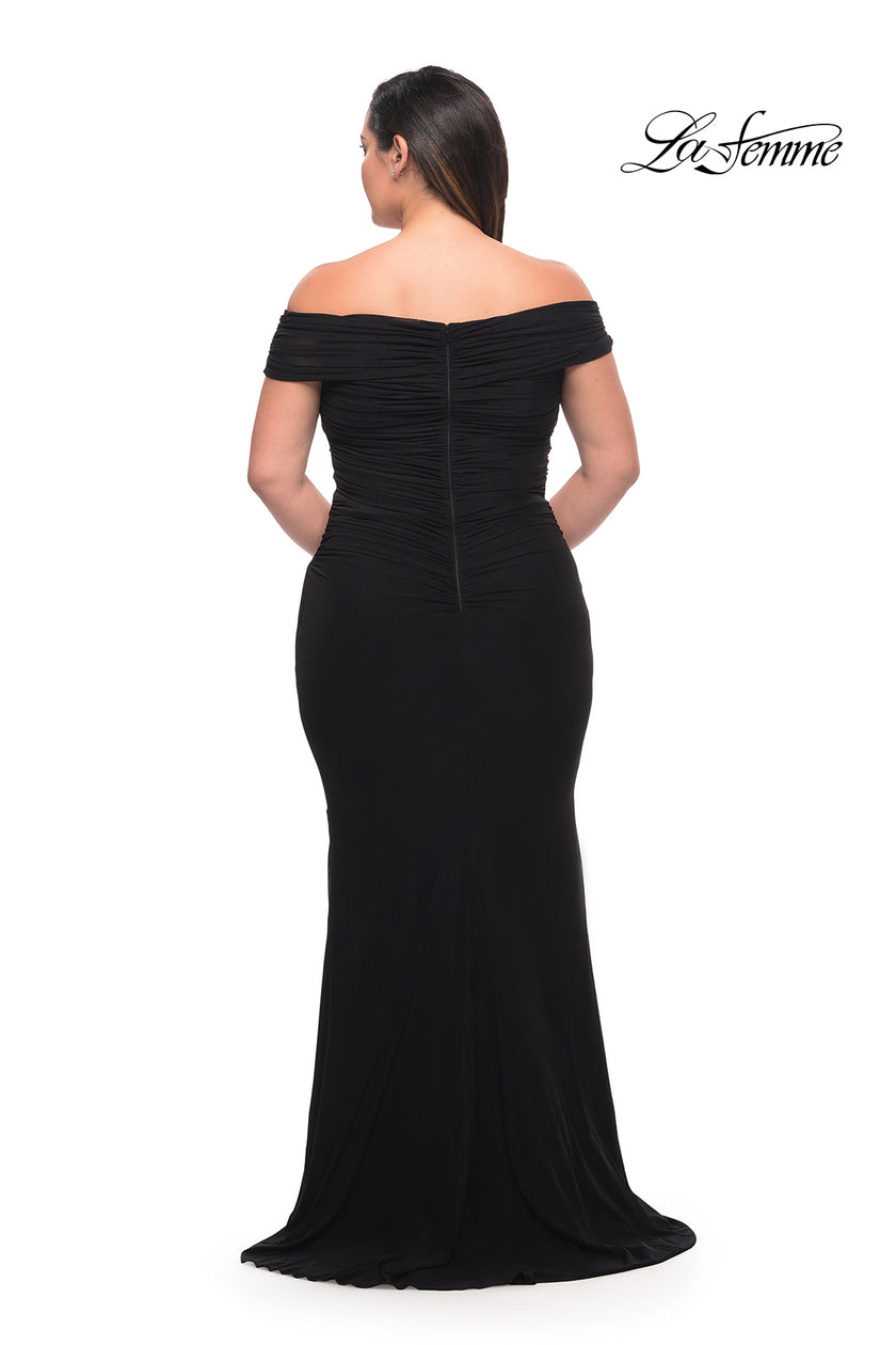 Picture of: Long Net Jersey Plus Dress with Bodice Design in Black, Style: 29635, Detail Picture 13