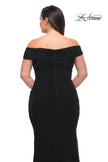 Picture of: Long Net Jersey Plus Dress with Bodice Design in Black, Style: 29635, Detail Picture 14