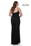 Picture of: Rhinestone Fishnet Plus Size Dress with Bustier Top in Black, Style: 32189, Back Picture