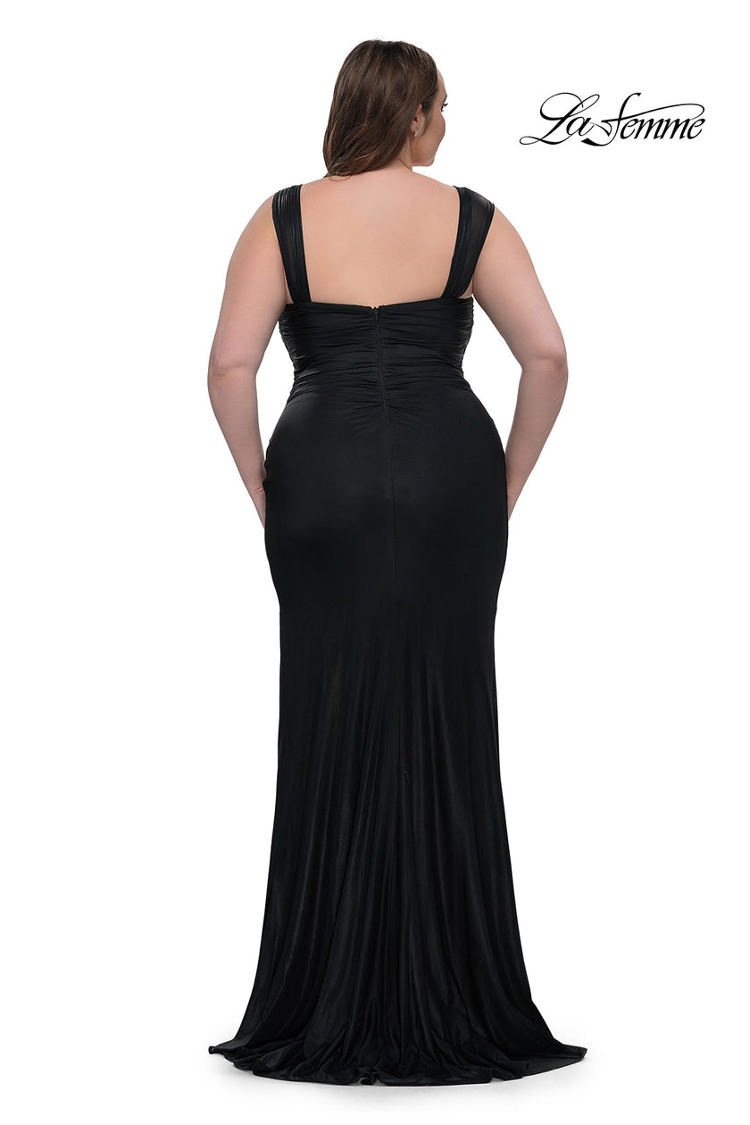 Picture of: Metallic Curve Dress with Flattering Ruching in Black, Style: 32991, Back Picture