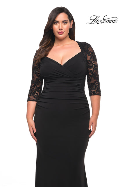 Picture of: Jersey Plus Dress with Lace Sleeves and Back in Black, Style: 29586, Detail Picture 1