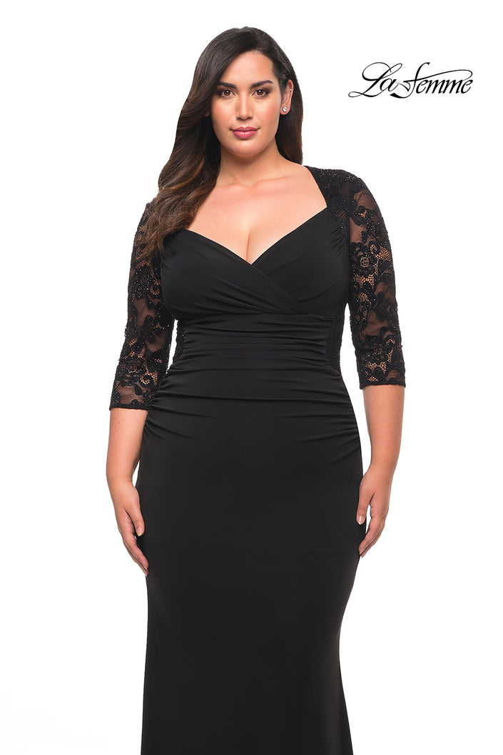 Picture of: Jersey Plus Dress with Lace Sleeves and Back in Black, Style: 29586, Detail Picture 1