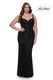 Picture of: Rhinestone Fishnet Plus Size Dress with Bustier Top in Black, Style: 32189, Detail Picture 1