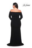 Picture of: Long Sleeve Off the Shoulder Plus Size Gown in Black, Style: 29530, Detail Picture 2