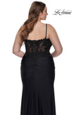 Picture of: Long Plus Size Jersey Dress with Illusion Lace Bodice in Black, Style: 32226, Detail Picture 2