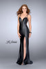 Picture of: Vegan Leather Gown with Strappy Back in Black, Style: 24712, Main Picture