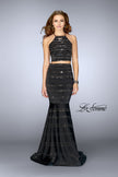 Picture of: Long Beaded Two Piece Mermaid Prom Dress in Black, Style: 24810, Main Picture