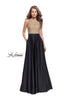 Picture of: Long A Line Dress with Beaded Top and Cut Outs in Black, Style: 25362, Main Picture