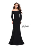 Picture of: Long Sleeve Off the Shoulder Prom Dress with Open Back in Black, Style: 25412, Main Picture