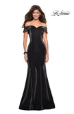 Picture of: Off The Shoulder Long Jersey Prom Dress in Black, Style: 27176, Main Picture