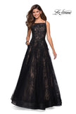 Picture of: Tulle and Lace Long Evening Gown with Pockets in Black, Style: 27488, Main Picture